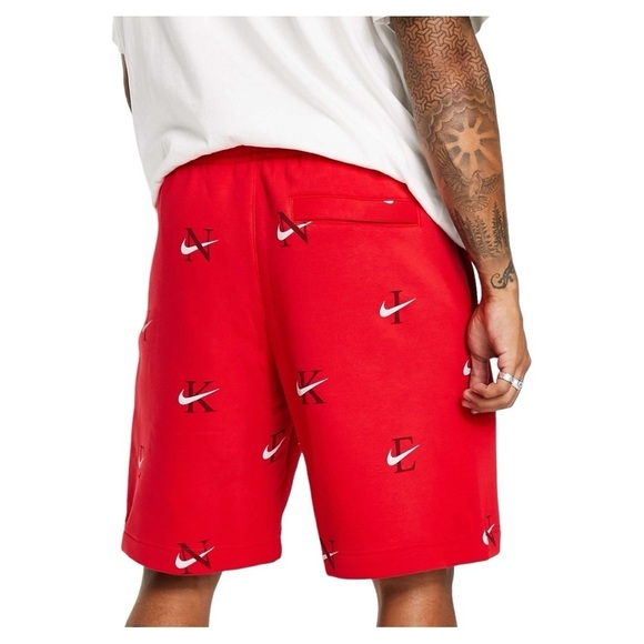 NIKE Monogram Logo Athletic Shorts in University Red - Picture 2 of 8